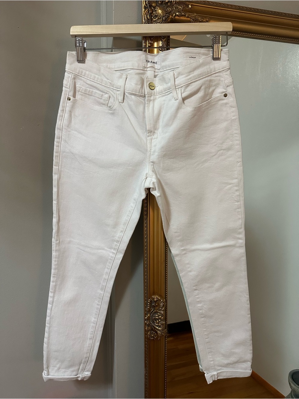 Frame Denim White Boyfriend Jeans